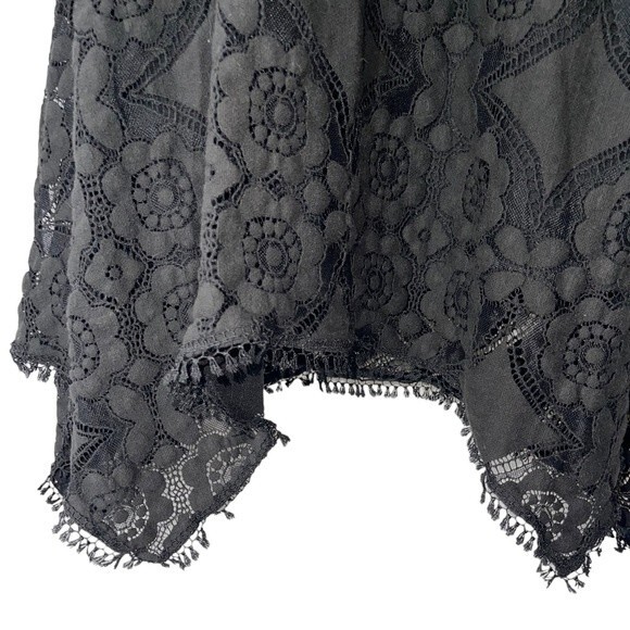 Black Lace Dress Small Boho Cute Casual Beach Summer Top Modern Goth Hippie Date - Picture 4 of 7